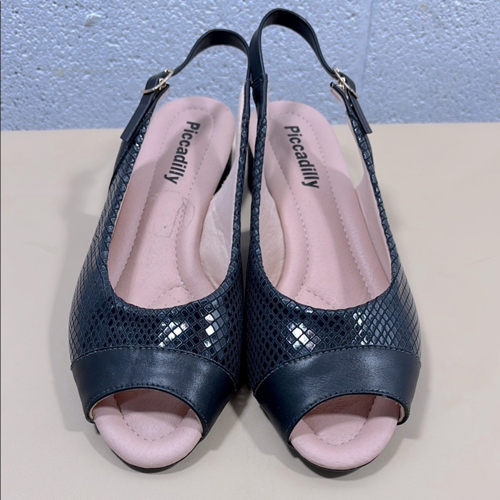 NWOT PICCADILLY Women's Black Slingback Shoes w/ open toes​​​​